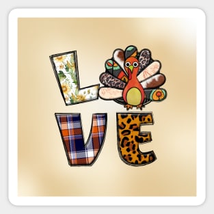 Love Turkey Thanksgiving Pattern Sticker